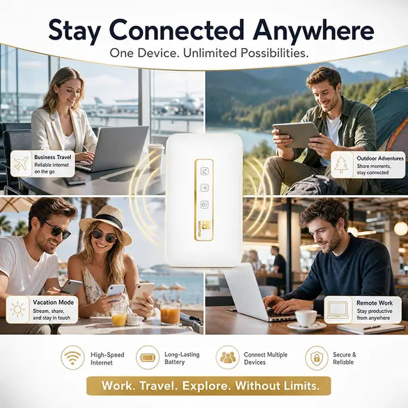 FIRSTNUM M5 Global Esim Hotspot – 1GB Free Data Every Month, Auto-Switch between AT&T, T-Mobile & Verizon, 150Mbps 4G LTE, FCC Certified, Portable for Travel, Road Trips, Remote Work & Outdoor Adventures Wifi Touch Screen Wifi Smart Wifi Pocket