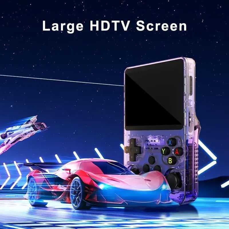 WUDS R36S Handheld Game Console 3.5 Inch Retro Handheld Video Games Consoles Built-In Rechargeable Battery Portable Style Hand Held Game Consoles System Pink