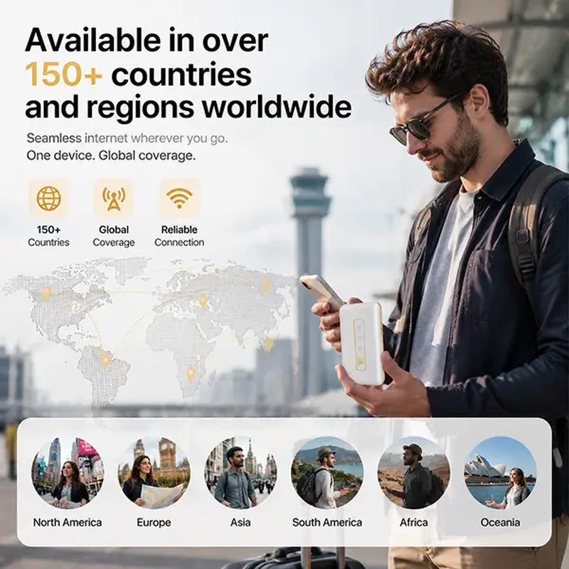 FIRSTNUM M5 Global Esim Hotspot – 1GB Free Data Every Month, Auto-Switch between AT&T, T-Mobile & Verizon, 150Mbps 4G LTE, FCC Certified, Portable for Travel, Road Trips, Remote Work & Outdoor Adventures Wifi Touch Screen Wifi Smart Wifi Pocket