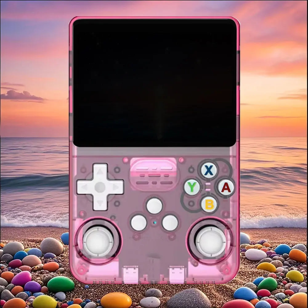 WUDS R36S Handheld Game Console 3.5 Inch Retro Handheld Video Games Consoles Built-In Rechargeable Battery Portable Style Hand Held Game Consoles System Pink