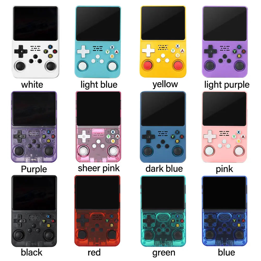 WUDS R36S Handheld Game Console 3.5 Inch Retro Handheld Video Games Consoles Built-In Rechargeable Battery Portable Style Hand Held Game Consoles System Pink