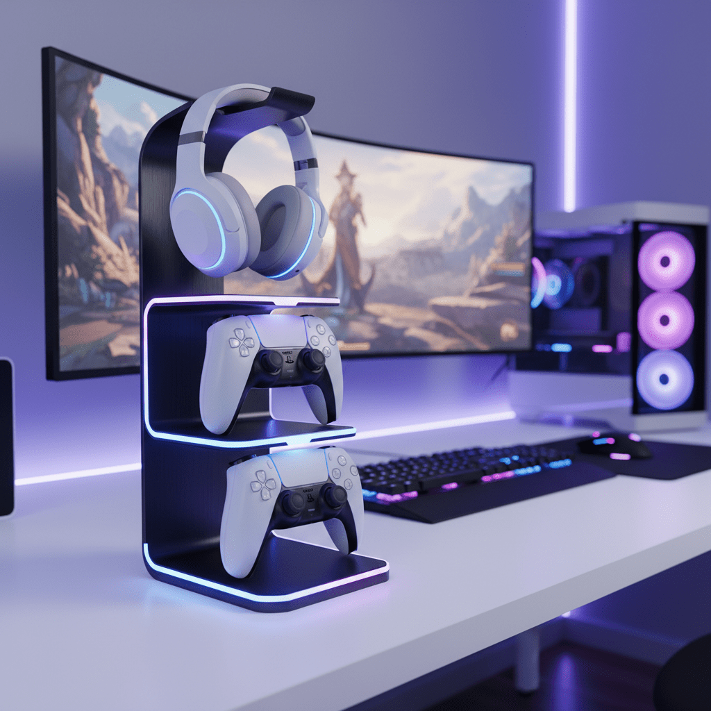 GearStation – 3-Layer Game Controller & Headphone Stand for PS5, PS4 & More - Gaskin Affiliates