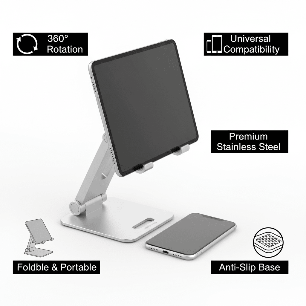 FlexDesk – Adjustable 360° Phone & Tablet Stand for iPhone & iPad - Gaskin Affiliates